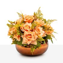 Arranjo de Rosas Clássico Decoração Luxo Vaso Vidro Espelhado Wood Arranjo de Rosas Clássico Decoração Luxo Vaso Vidro Espelhado Wood
