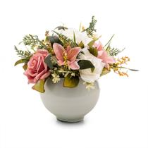 Arranjo De Rosas Com Lírios Artificial Vaso Vidro Decoração Arranjo De Rosas Com Lírios Artificial Vaso Vidro Decoração