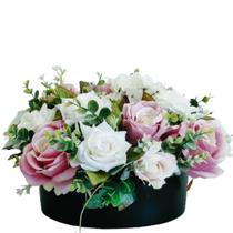 Arranjo de Rosas e Flores Mistas Artificiais Vaso Cerâmica Arranjo de Rosas e Flores Mistas Artificiais Vaso Cerâmica
