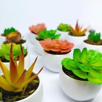 Arranjo de Suculenta Artificial em Vaso Redondo de Melamina Arranjo de Suculenta Artificial em Vaso Redondo de Melamina