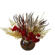 Arranjo Decorativo Elegante Rústico Mix Plantas Secas + Vaso De Vidro