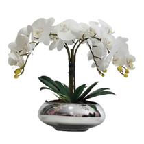 Arranjo E Vaso Centro de Mesa 4 Orquídeas Artificiais Brancas Arranjo E Vaso Centro de Mesa 4 Orquídeas Artificiais Brancas