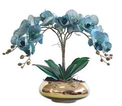 Arranjo E Vaso Centro de Mesa 4 Orquídeas Artificiais Flor
