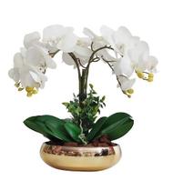 Arranjo e Vaso Espelhado 4 Flor Orquídeas Artificial Complet
