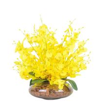 Arranjo E Vaso Vidro Flores Orquideas Artificiais Amarelas
