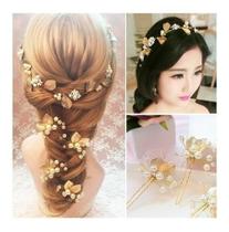 Arranjo Enfeite Aplique Cabelo Noiva Perola - Dourado Arranjo Enfeite Aplique Cabelo Noiva Perola - Dourado