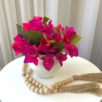Arranjo flor de bougainville pink com vaso cerâmica branco 23ax24l - Valentina Decora
