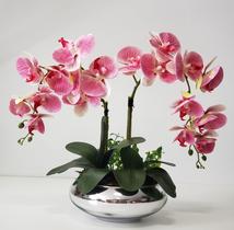 Arranjo Flor Orquídeas Artificiais Toque Real No Vaso Montado
