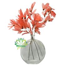 Arranjo Floral Garrafa De Vidro Redonda C Magnólia No Galho Arranjo Floral Garrafa De Vidro Redonda C Magnólia No Galho