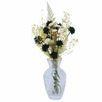 Arranjo Floral Seco no Vaso de Porcelana Decorativo - Verde Arranjo Floral Seco no Vaso de Porcelana Decorativo - Verde