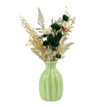 Arranjo Floral Seco no Vaso de Porcelana Decorativo - Verde Arranjo Floral Seco no Vaso de Porcelana Decorativo - Verde