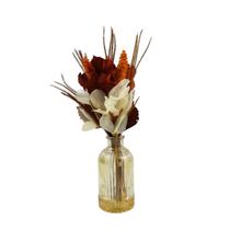 Arranjo Floral Seco no Vaso de Vidro Decorativo - Laranja