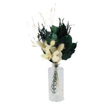 Arranjo Floral Seco no Vaso de Vidro Decorativo - Verde Arranjo Floral Seco no Vaso de Vidro Decorativo - Verde