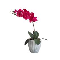Arranjo Flores 1 Orquídea De Silicone Rosa E Vaso Concha