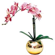 Arranjo Flores 1 Orquídea Rosa Toque Real Vaso Dourado
