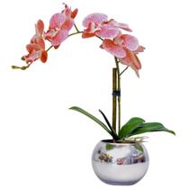 Arranjo Flores 1 Orquídea Rosa Toque Real Vaso Prata