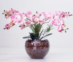 Arranjo Flores 4 Orquídeas Artificial Com Vaso