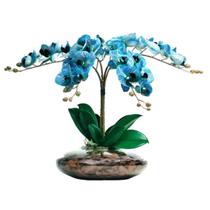 Arranjo Flores 4 Orquídeas Azul Toque Real Vaso Grande