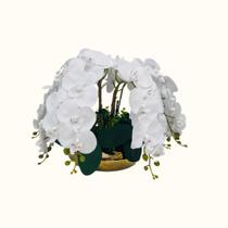 Arranjo Flores 6 Orquídeas Artificiais Real 3D No Vaso