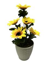 Arranjo Flores Artificiais Girassol Amarelo Vaso Branco Festa Jardim Arranjo Flores Artificiais Girassol Amarelo Vaso Branco Festa Jardim