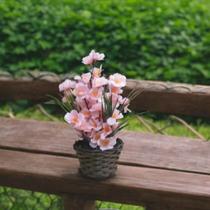 Arranjo Flores Artificiais Mini Cerejeira Sakura Rosa Bebê