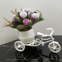 Arranjo Flores Artificiais Mini rosas lilás flor decoração folhagem Vaso Bicicleta