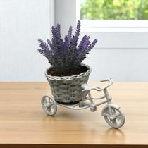 Arranjo flores artificiais vaso bicicleta triciclo branco com flor de lavanda decoração de mesa