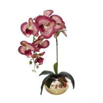 Arranjo Flores De Orquídea E Vaso Dourado Luxo Dante - La Caza Store