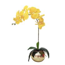 Arranjo Flores De Orquídea E Vaso Dourado Luxo João - La Caza Store