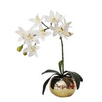 Arranjo Flores de Orquídea E Vaso Dourado Luxo Juca