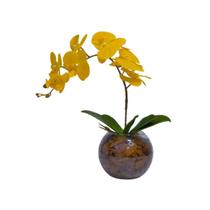 Arranjo Flores Orquídea Amarelo 3D Com Vaso