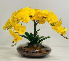 Arranjo Flores Orquídea Com Vaso Grande - Amarela 3D - La Caza Store