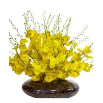 Arranjo Flores Orquídeas Chuva de Ouro e Vaso Arranjo Flores Orquídeas Chuva de Ouro e Vaso