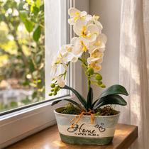 Arranjo Flores Orquídeas Decoração Centro Mesa Jardim 37cm Home