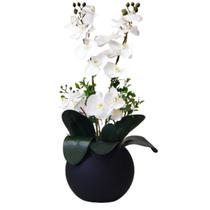 Arranjo Flores Orquídeas Toque Real Artificial E Vaso Preto - La Caza Store