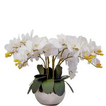 Arranjo Flores Realistas 8 Orquídeas Artificial 3D Brancas