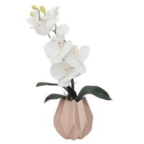 Arranjo Flores Realistas Orquídea 1 Flor Vaso Cerâmica Rosé