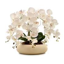 Arranjo Grande 6 Hastes Orquídea Silicone Mesa 8 Lugares Vaso Cerâmica Arranjo Grande 6 Hastes Orquídea Silicone Mesa 8 Lugares Vaso Cerâmica