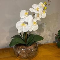Arranjo Grande Centro de Mesa Orquídea Branca Artificial Vaso