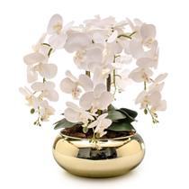 Arranjo Grande Centro Mesa 8 Cadeiras Orquídea Vaso Vidro Dourado Espelhado Arranjo Grande Centro Mesa 8 Cadeiras Orquídea Vaso Vidro Dourado Espelhado