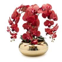 Arranjo Grande Centro Mesa 8 Cadeiras Orquídea Vaso Vidro Dourado Espelhado