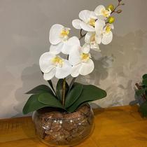 Arranjo Grande Centro Mesa Orquídea Branca Artificial Vaso