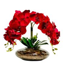 Arranjo Grande Vaso de Vidro 4 Flores Realista Orquídeas Arranjo Grande Vaso de Vidro 4 Flores Realista Orquídeas