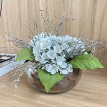 Arranjo Hortênsia Azul Completo Artificial Centro de Mesa Vaso Incolor Arranjo Hortênsia Azul Completo Artificial Centro de Mesa Vaso Incolor