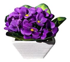 Arranjo Hortênsia c/ Vaso Decorativo Com Flores Artificiais Para Decoração de Sala, Quarto, Banheiro