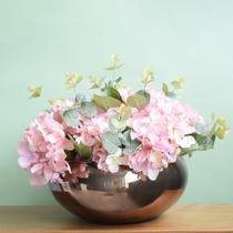 Arranjo Hortênsias Artificiais Rosas no Vaso Bronze Formosinha Arranjo Hortênsias Artificiais Rosas no Vaso Bronze Formosinha