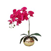 Arranjo Luxo de flores Orquídea pink vaso dourado Théo - La Caza Store
