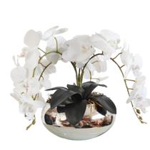 Arranjo Mesa Da Sala Com 4 Orquídeas Brancas Vaso Prata Arranjo Mesa Da Sala Com 4 Orquídeas Brancas Vaso Prata