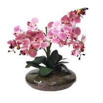 Arranjo Montado Com 4 Orquídeas Flor Artificial Rosa