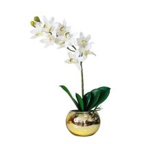 Arranjo No Vaso Dourado Flores Artificiais Orquídeas 3D Arranjo No Vaso Dourado Flores Artificiais Orquídeas 3D